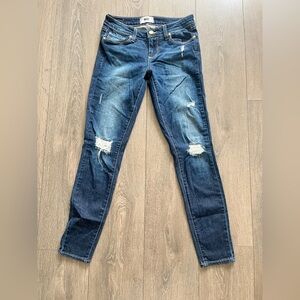 PAIGE Dark Wash Distressed Skinny Jeans